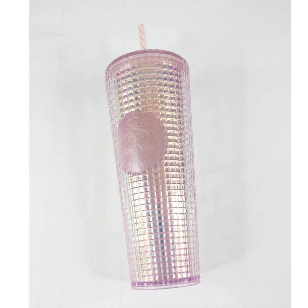 Starbucks Tumbler Venti 24oz 2020‎ Holiday Iridescent Pink Grid Disco cup